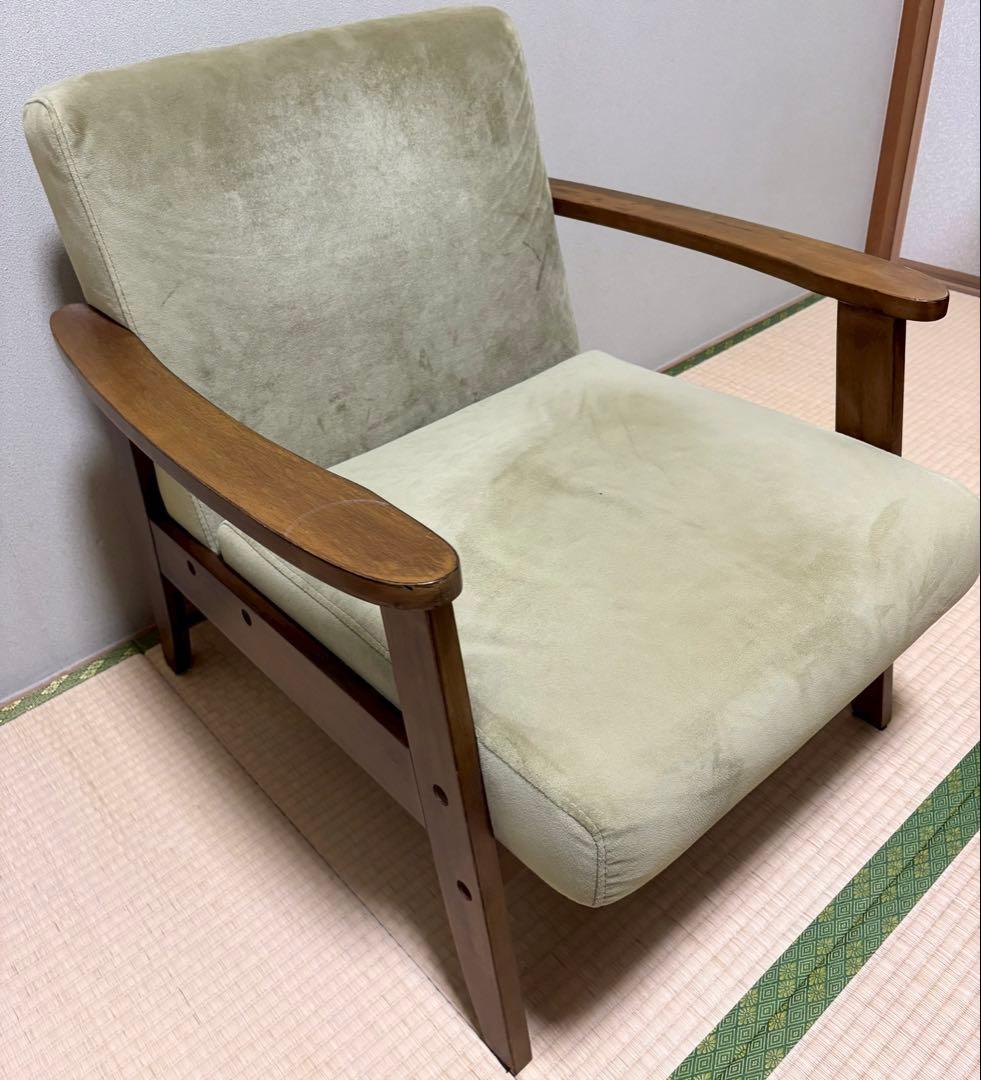 NOCE ソファ 北欧 レトロ 木製 モケットソファ 1人 中古 アンティーク