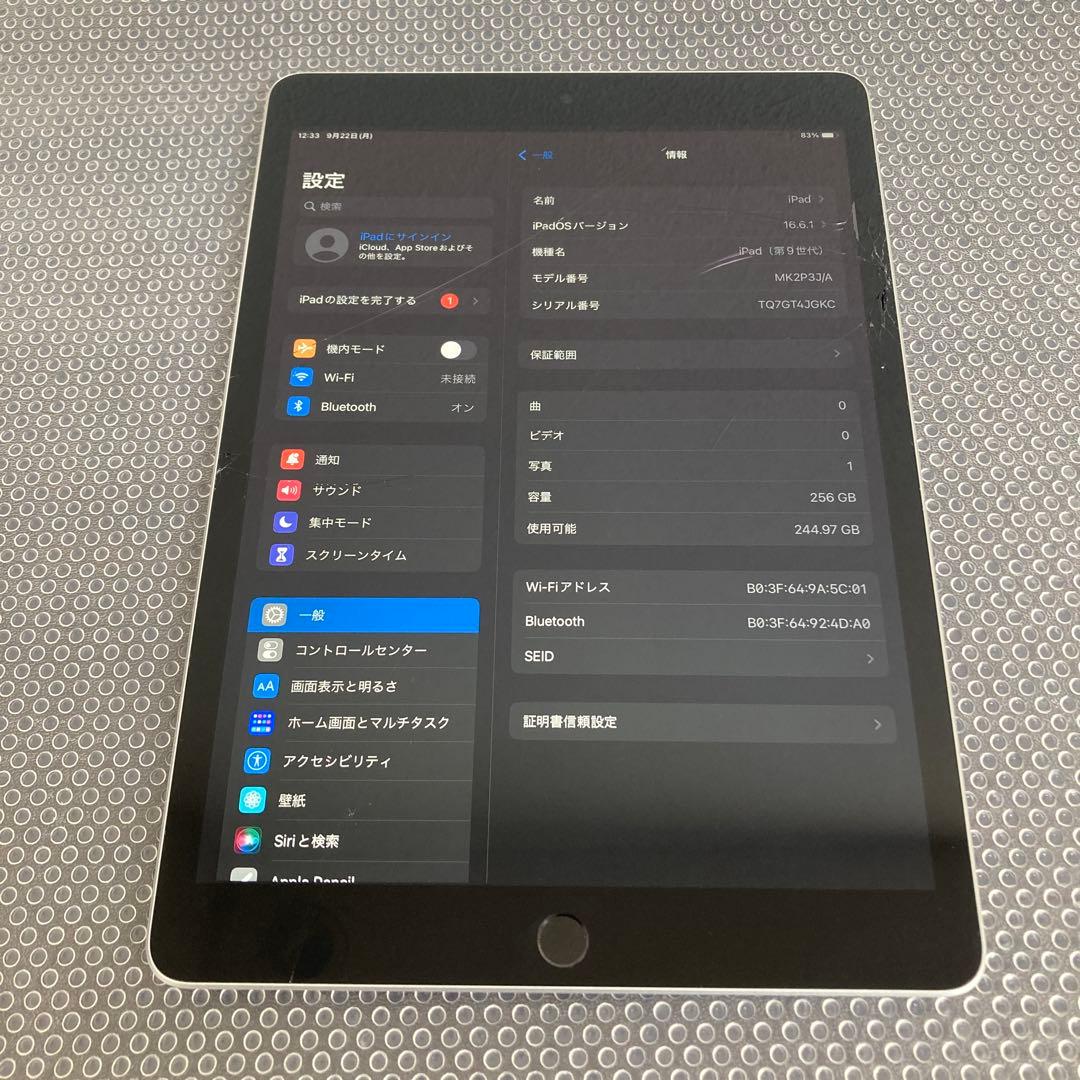 328【早い者勝ち】電池最良好☆iPad9 第9世代 256GB WIFIモデル