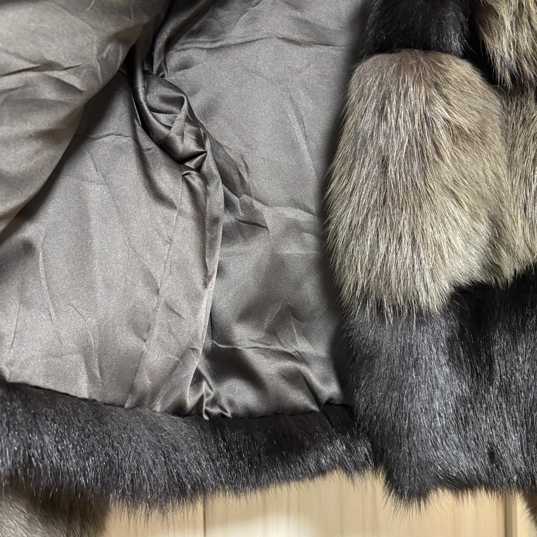 bhqフォックスファー ショートコート ブラック グレー ミックス 毛皮