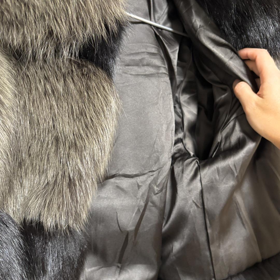 bhqフォックスファー ショートコート ブラック グレー ミックス 毛皮