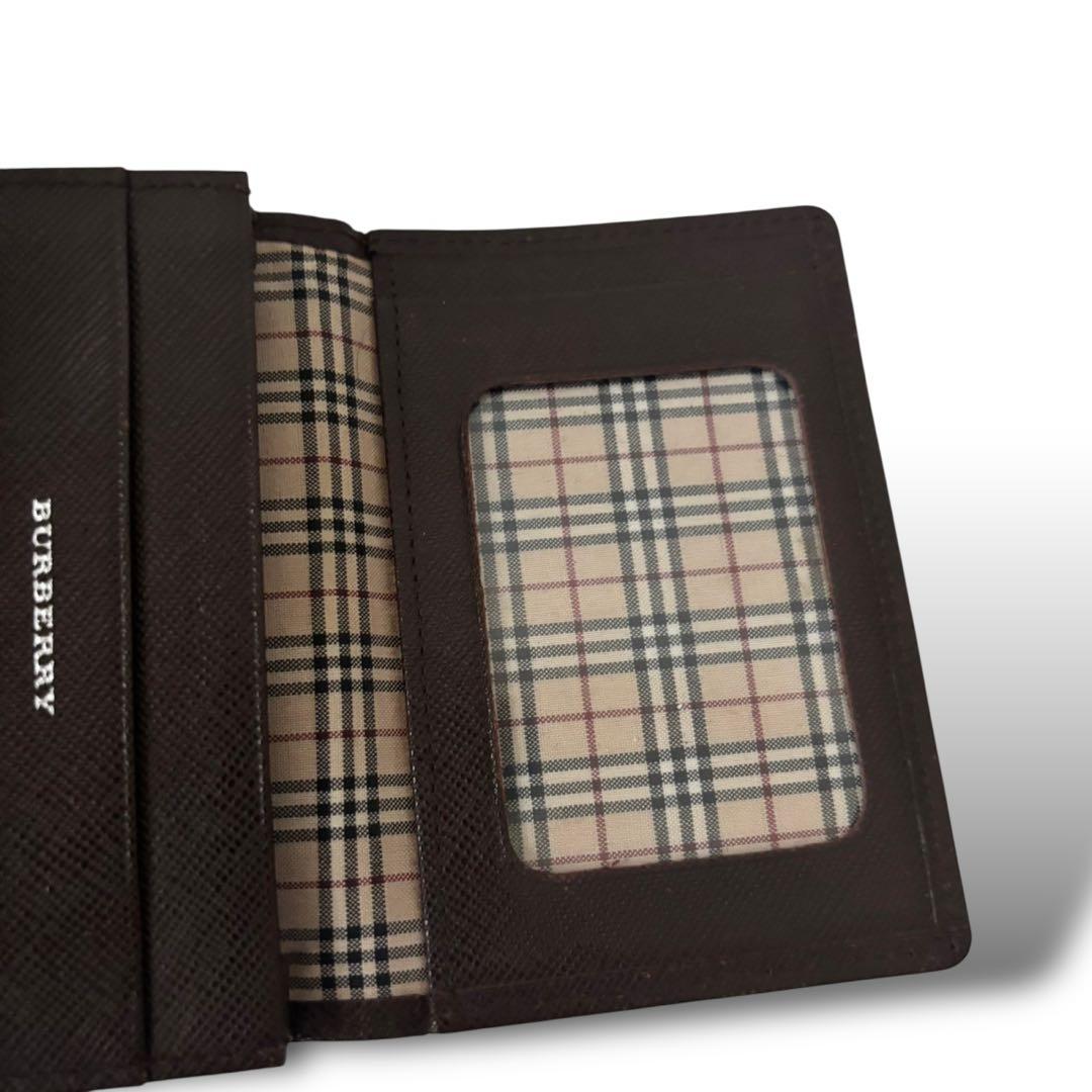 バーバリー　カード入れ　名刺入れ　ブラウン　ノバチェック　レザー