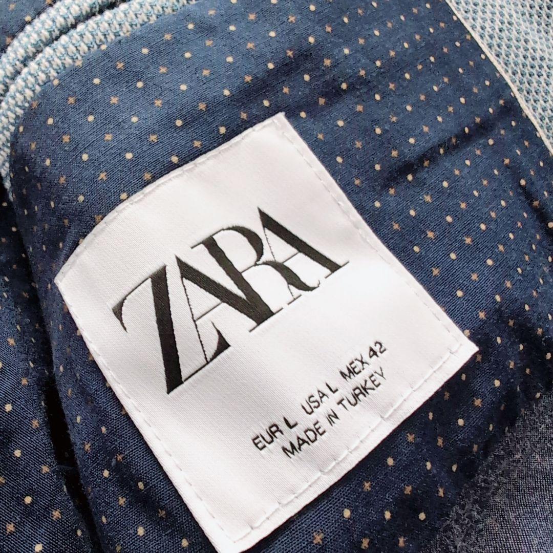 【美品】ZARA　エルボーパッチ　XL　ブルー　春ジャケット　おしゃれ　大きい