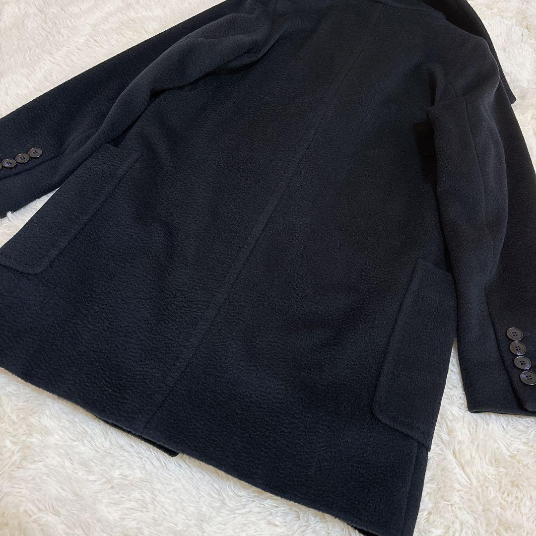 美品☆マックスマーラ 女優襟コート キャメル100% 白タグ ダークネイビー