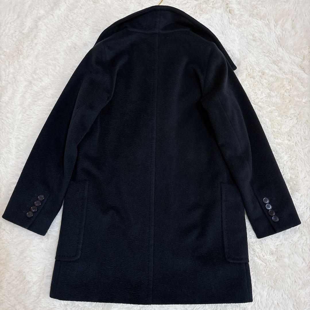 美品☆マックスマーラ 女優襟コート キャメル100% 白タグ ダークネイビー