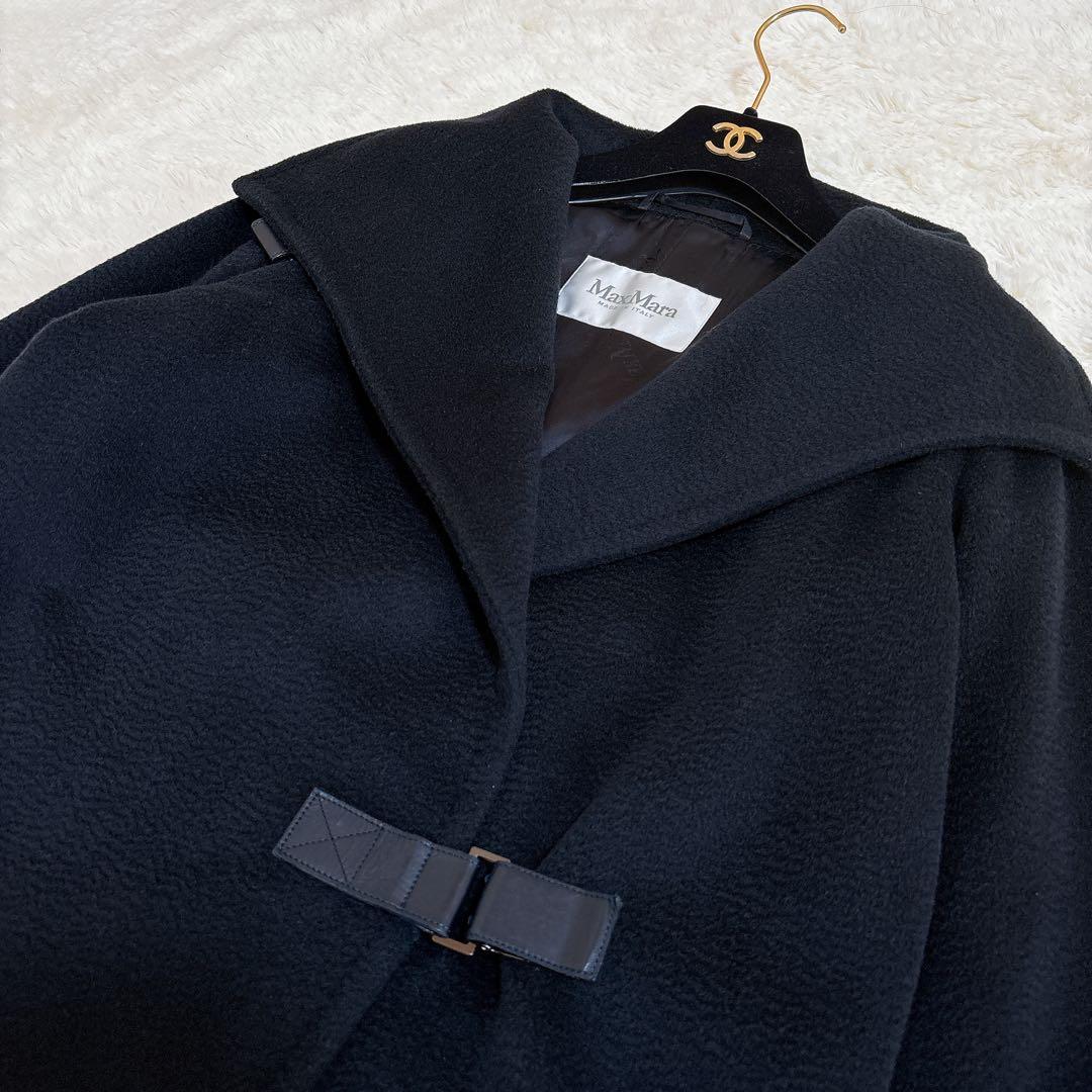 美品☆マックスマーラ 女優襟コート キャメル100% 白タグ ダークネイビー