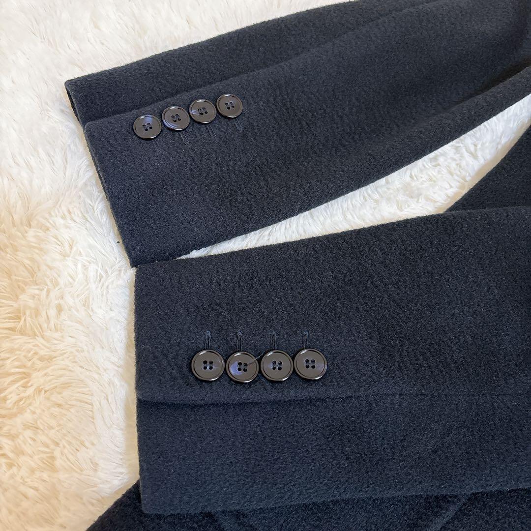 美品☆マックスマーラ 女優襟コート キャメル100% 白タグ ダークネイビー