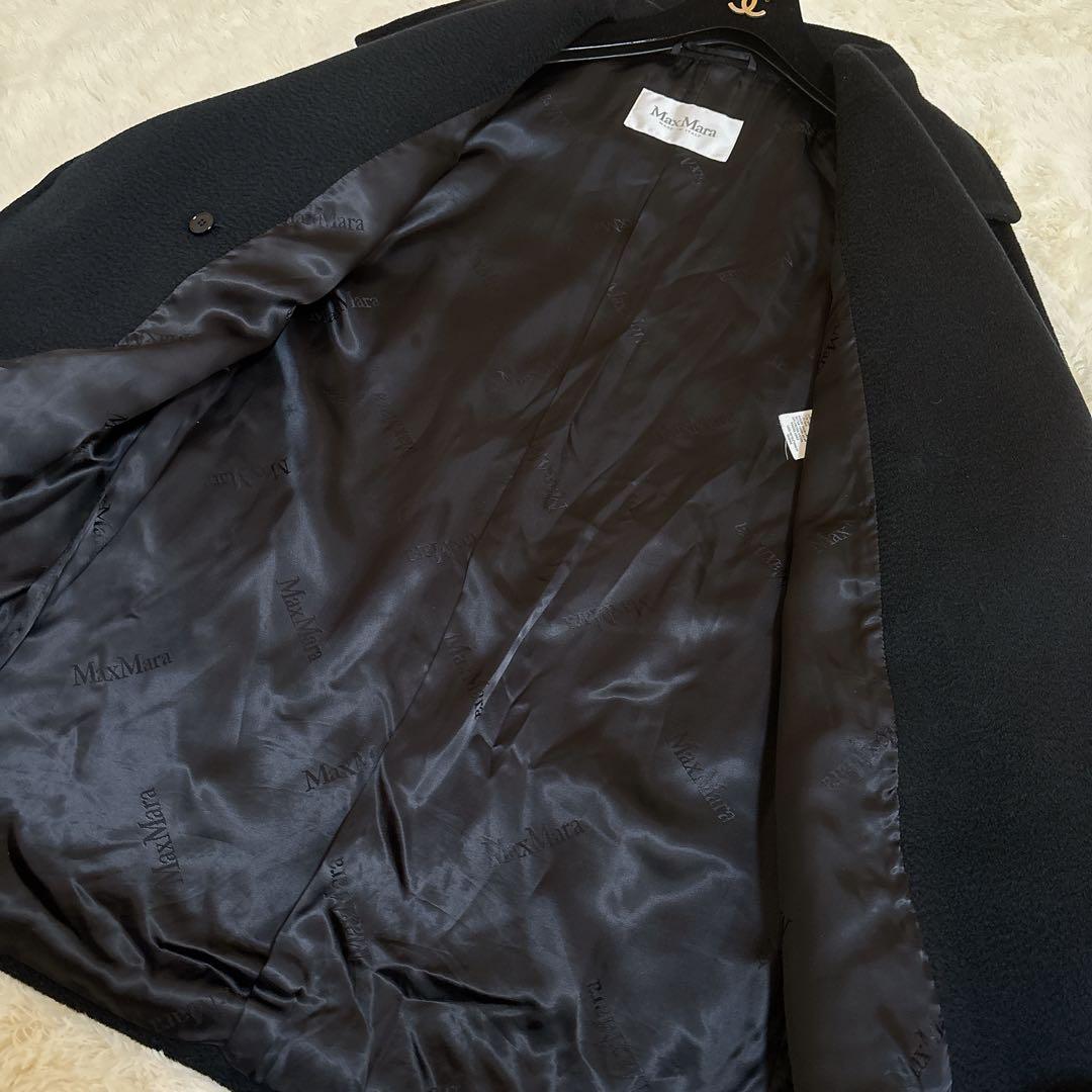 美品☆マックスマーラ 女優襟コート キャメル100% 白タグ ダークネイビー