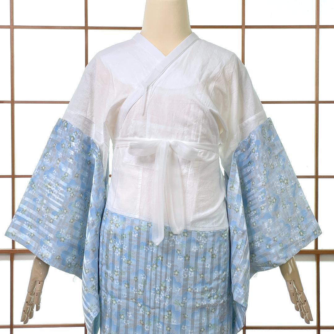 美容ランジェリー 替え袖 セット 装道 Lサイズ 桜柄 水色 着物 A-2332