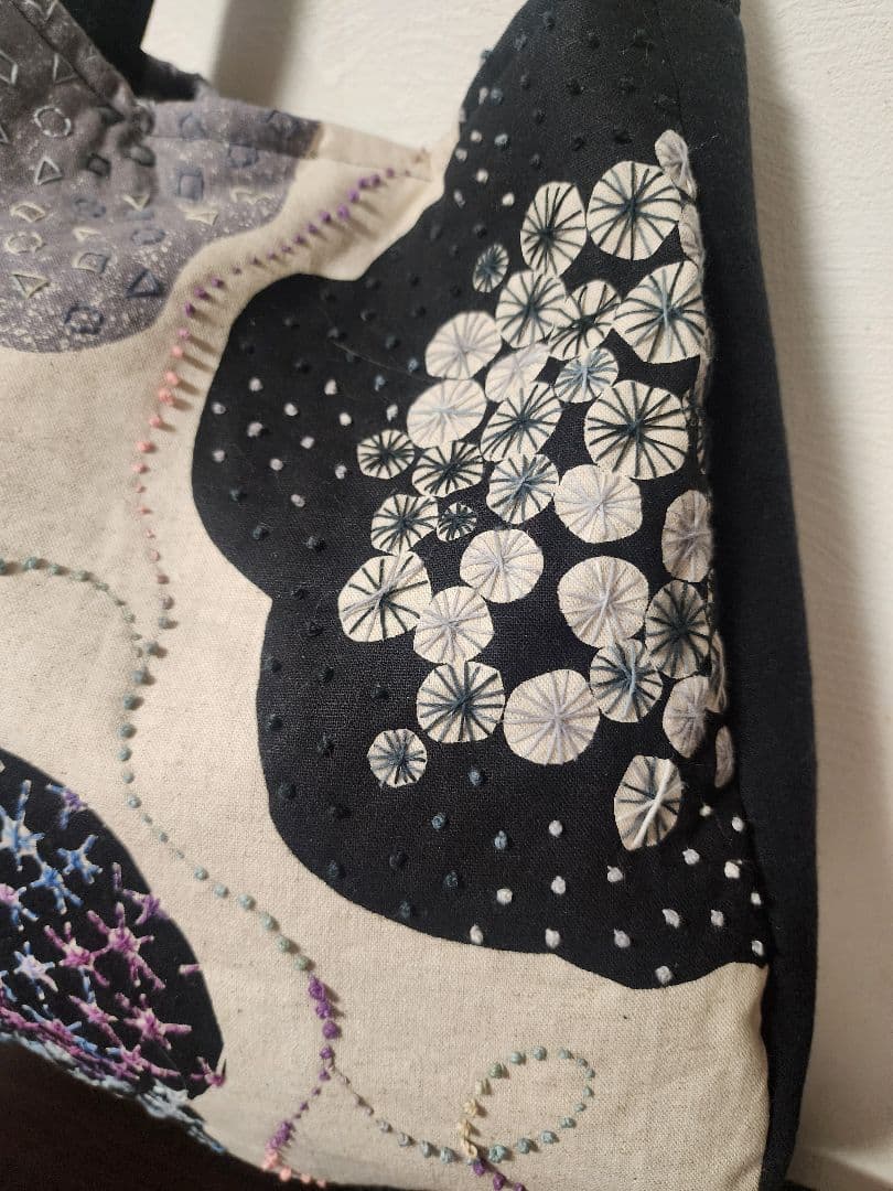 ★★★新作　モノトーン系　エチノ生地に刺し子　一点物　センソユニコ慈雨等