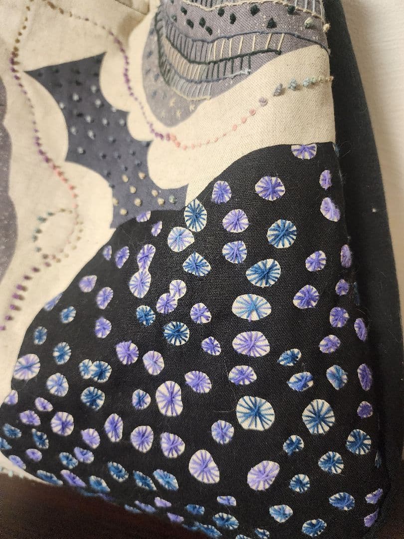 ★★★新作　モノトーン系　エチノ生地に刺し子　一点物　センソユニコ慈雨等