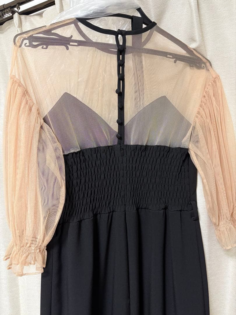 AIRY SLEEVE TIGHT DRESS ブラック S