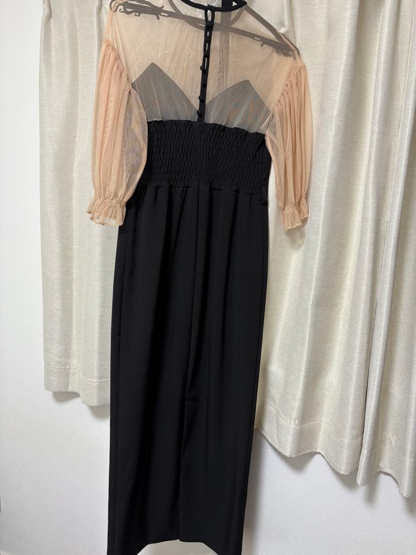 AIRY SLEEVE TIGHT DRESS ブラック S