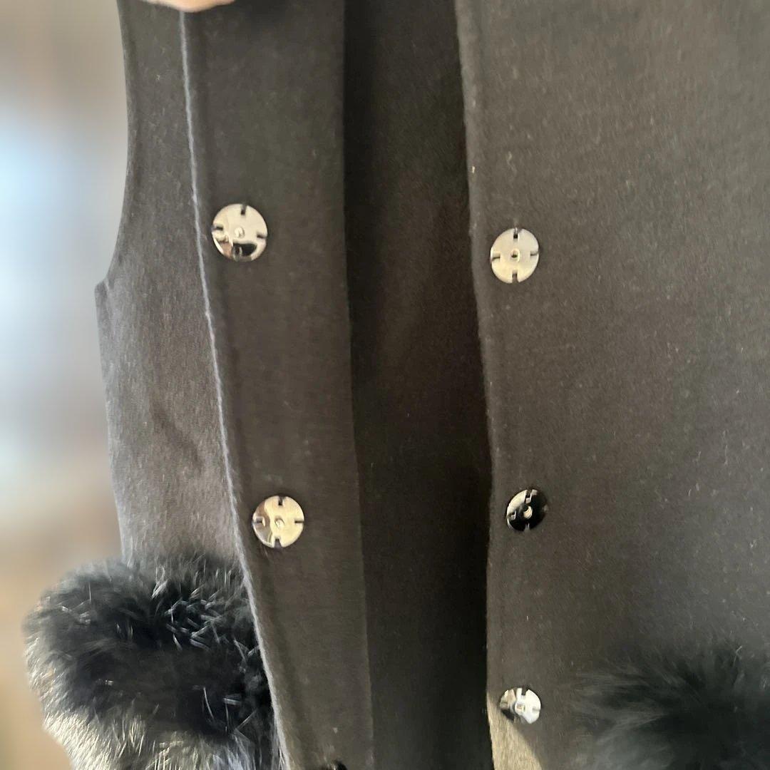 U Big ポケットファー付き ジレ ベスト M ブラック