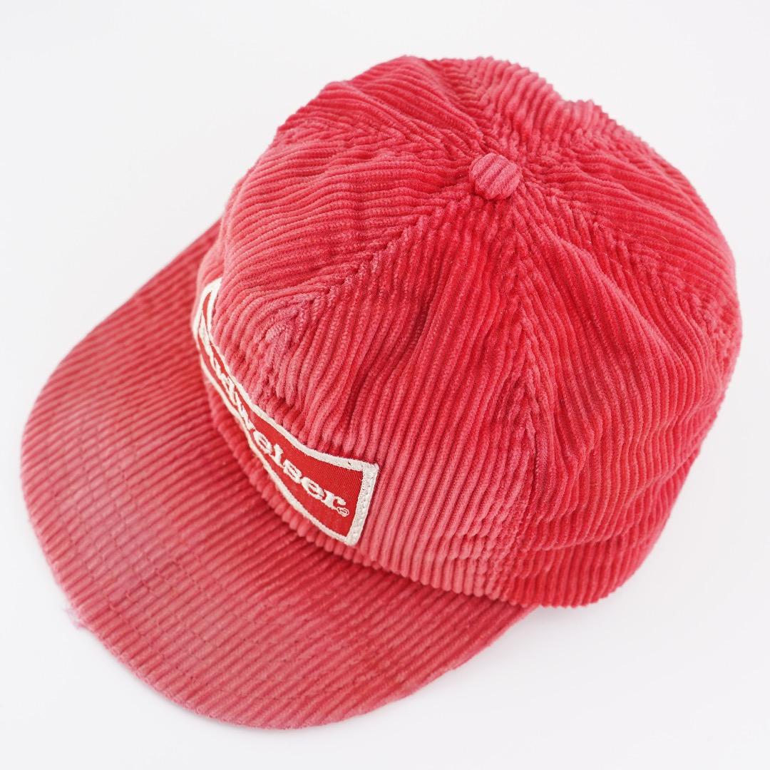 バドワイザー 帽子 キャップ 古着 90s コーデュロイ 刺繍 赤 18408