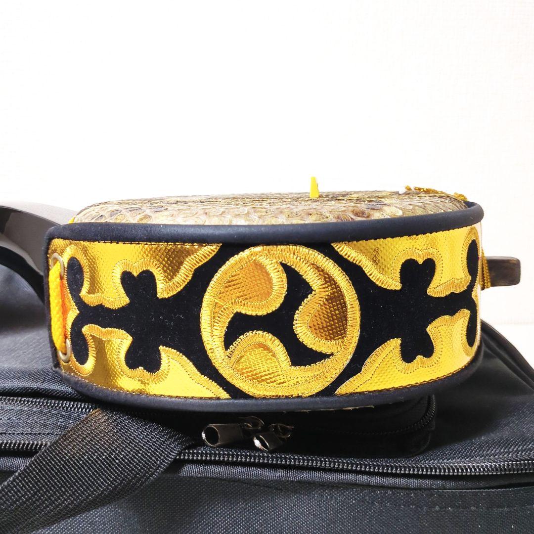 沖縄 三線 蛇皮 本皮 三線ケース ゼンオン SS-01 金色刺繍