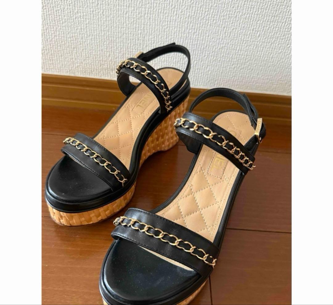 CHANEL ウェッジソールサンダル