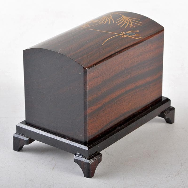 茶道具　山中塗　道場宗廣作　虫に秋草　黒檀虫篭蒔絵　香合　共箱　M　R5279