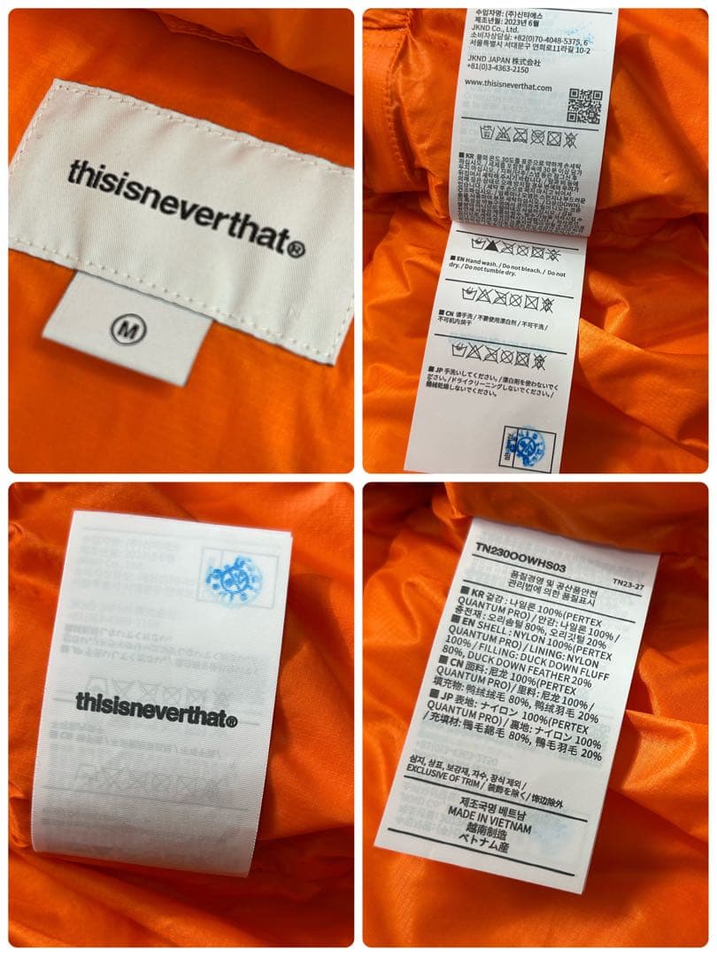 極美品 thisisneverthat 軽量 肉厚 PERTEX ダウン ベスト