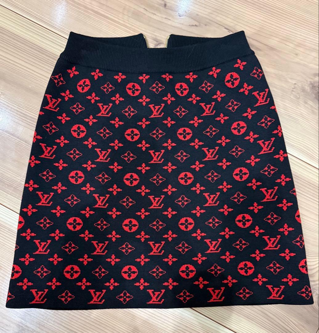 も*も様 VUITTON モノグラムウールニットAラインミニスカート