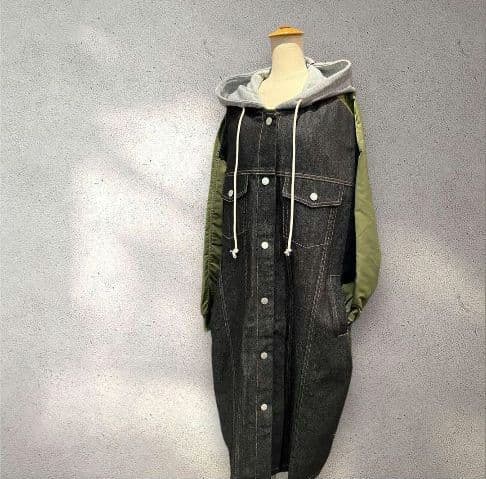 ╰*╯様 MICALLE デニムドッキングオーバーサイズロングコート