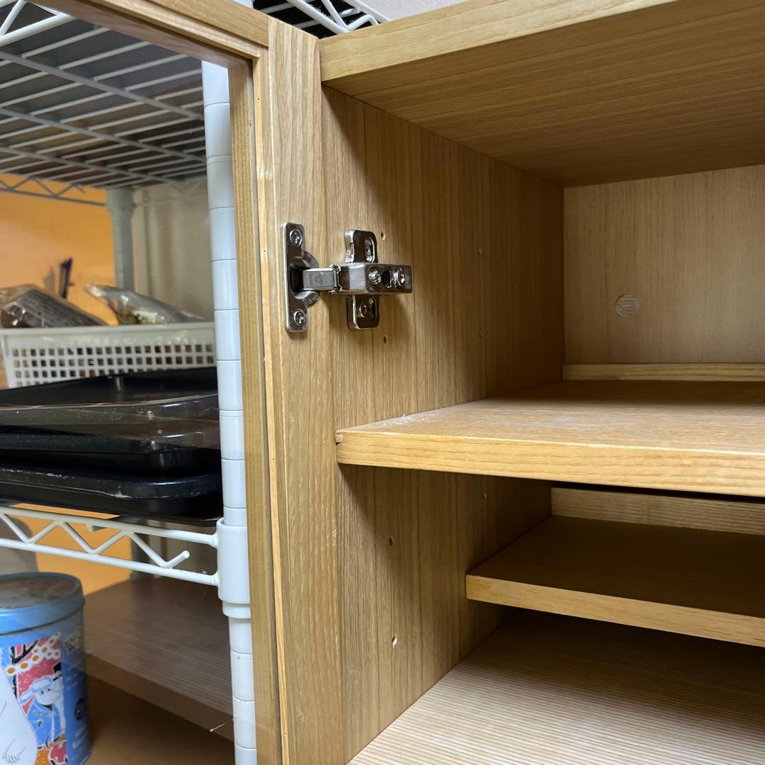 無印良品/ガラス扉付き収納棚/食器棚/ナチュラルウッド