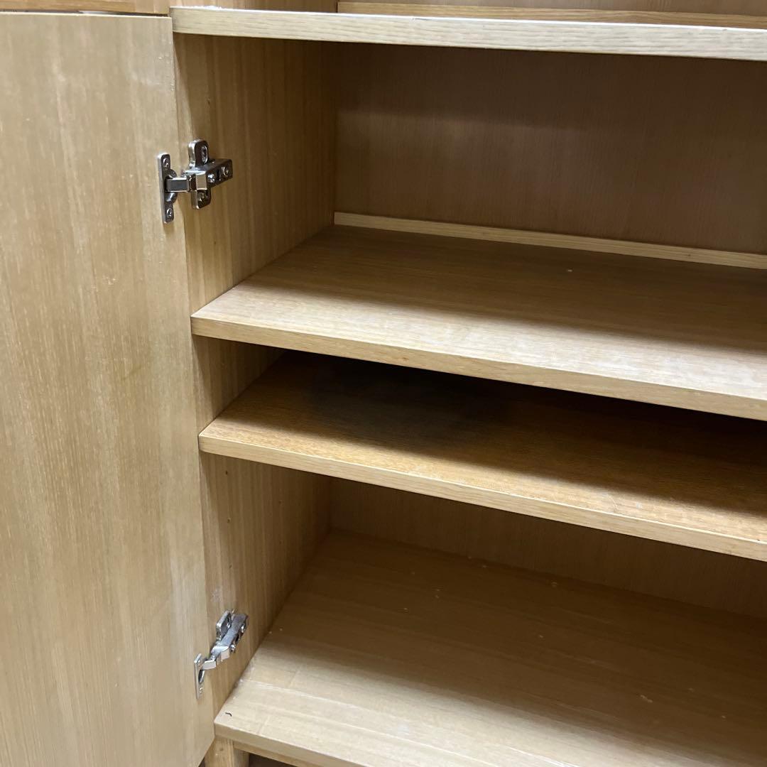 無印良品/ガラス扉付き収納棚/食器棚/ナチュラルウッド