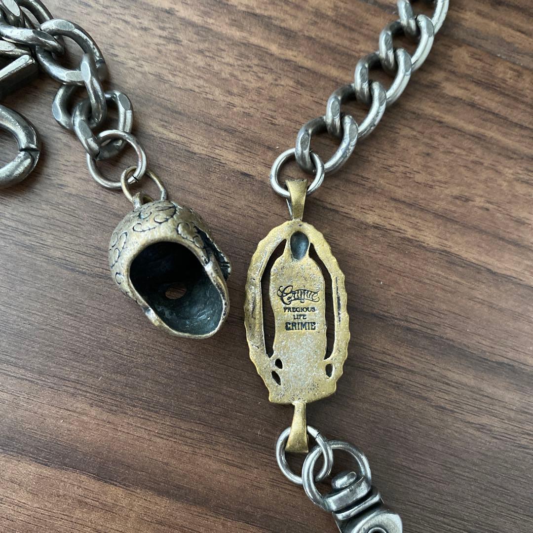 稀少CRIMIEシルバーウォレットチェーン　ドクロ　スカル