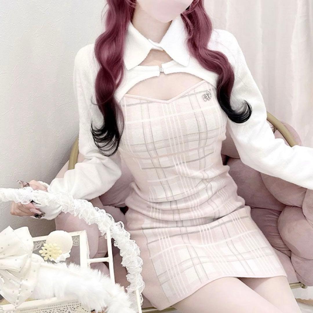 ハニーミュウ イモちゃん チェックレイヤードアンサンブルワンピース