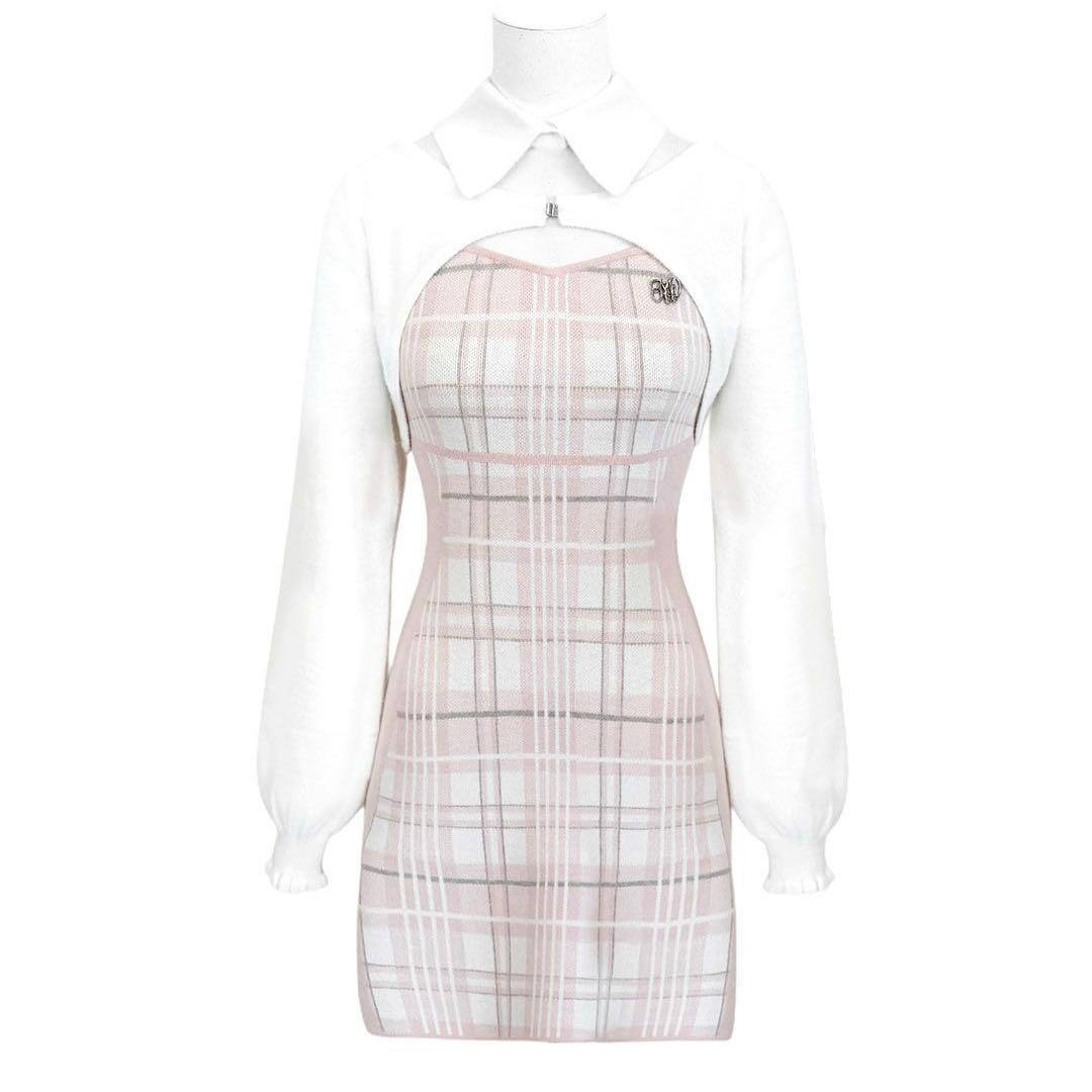 ハニーミュウ イモちゃん チェックレイヤードアンサンブルワンピース