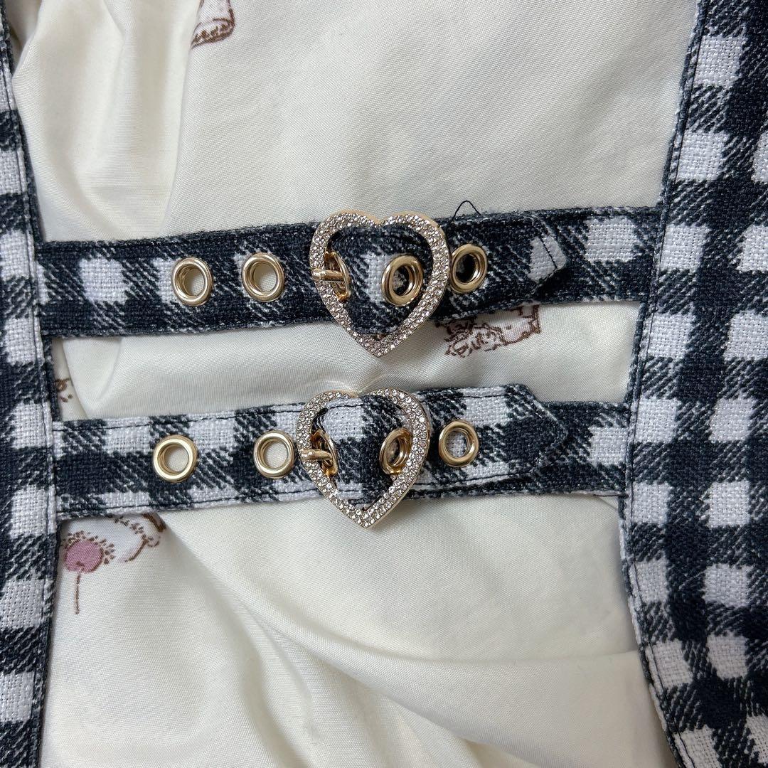 LIZLISA リズリサ はしごリボンギンガムティアードスカパン 黒 ブラック