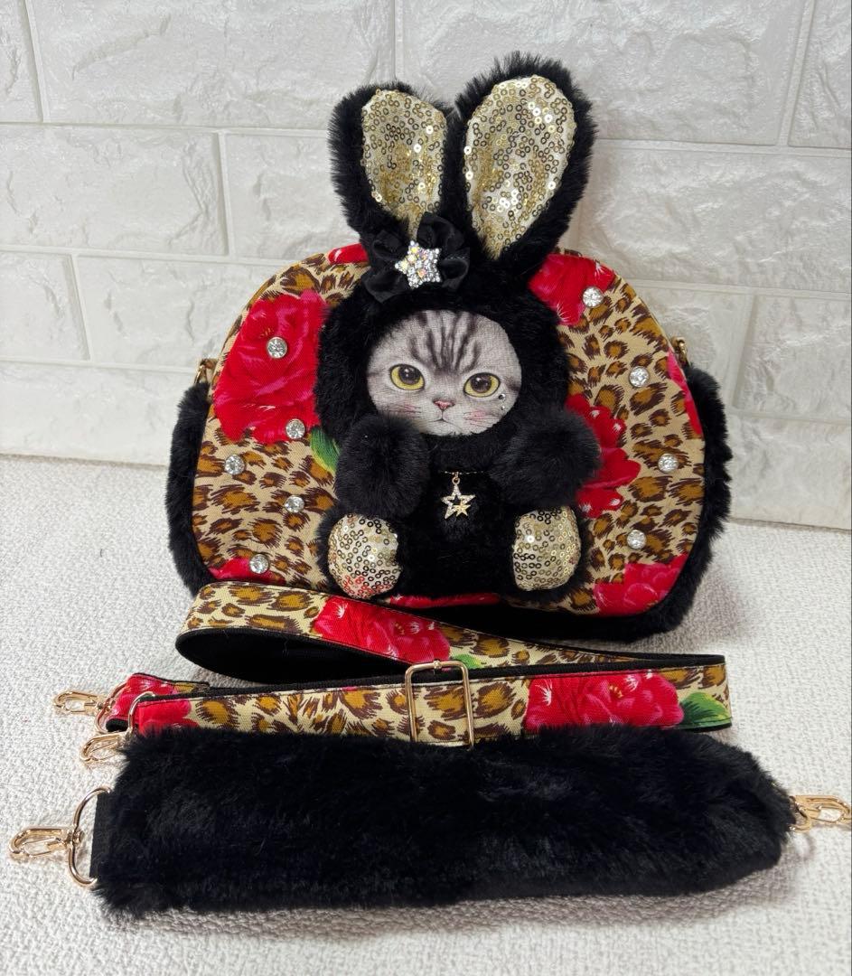 ゆ*ら様 コヤンイサムチョン　ハンドメイド　ファーショルダーバッグ　クロうさちゃ