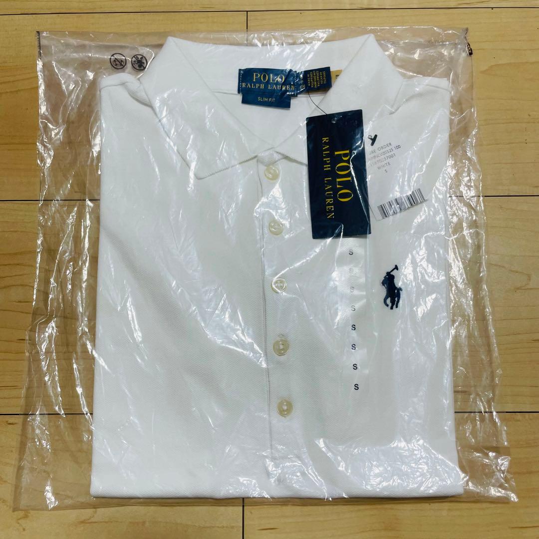 【タグ付き新品】ポロラルフローレン スリムフィットポロシャツＳ白 正規品 未開封