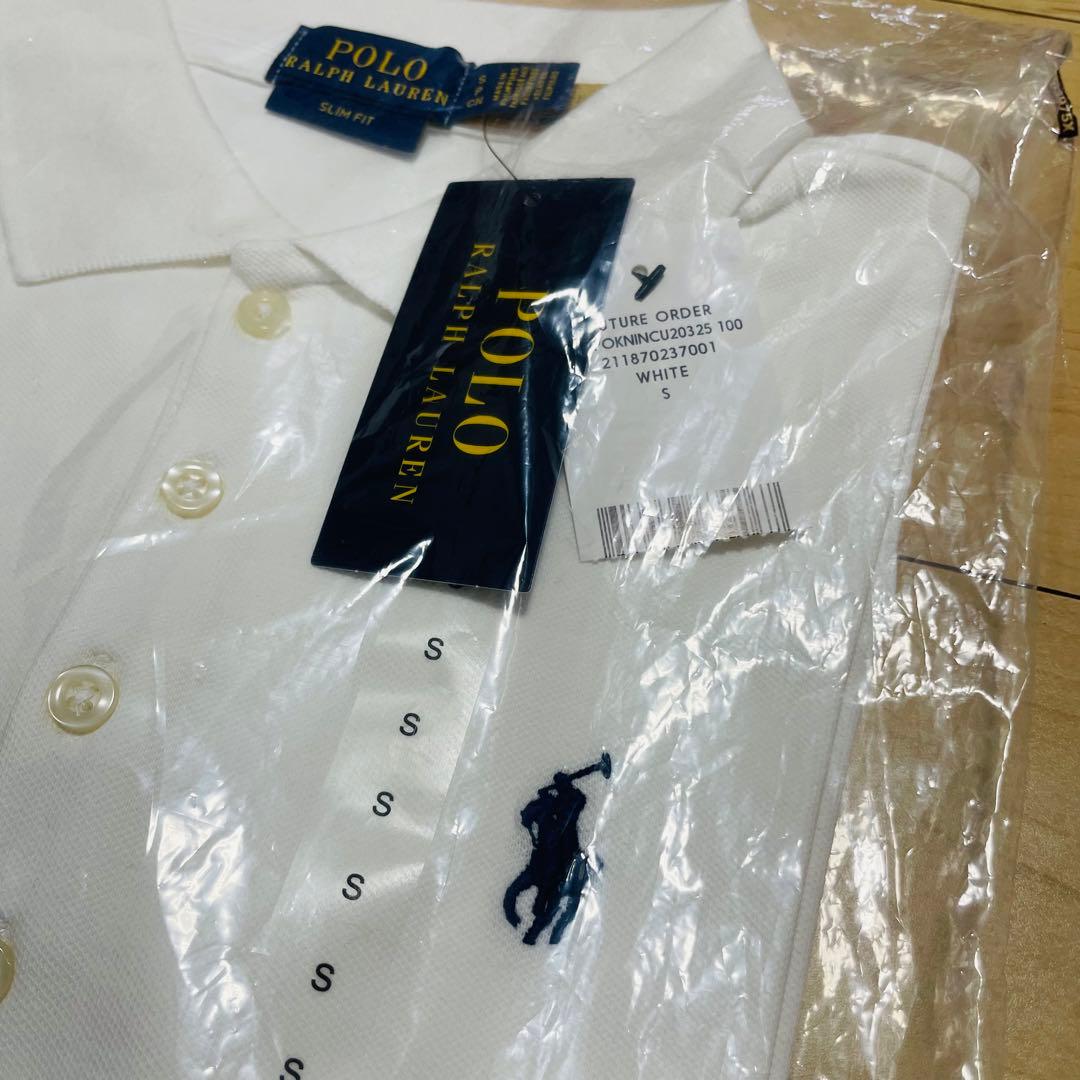 【タグ付き新品】ポロラルフローレン スリムフィットポロシャツＳ白 正規品 未開封