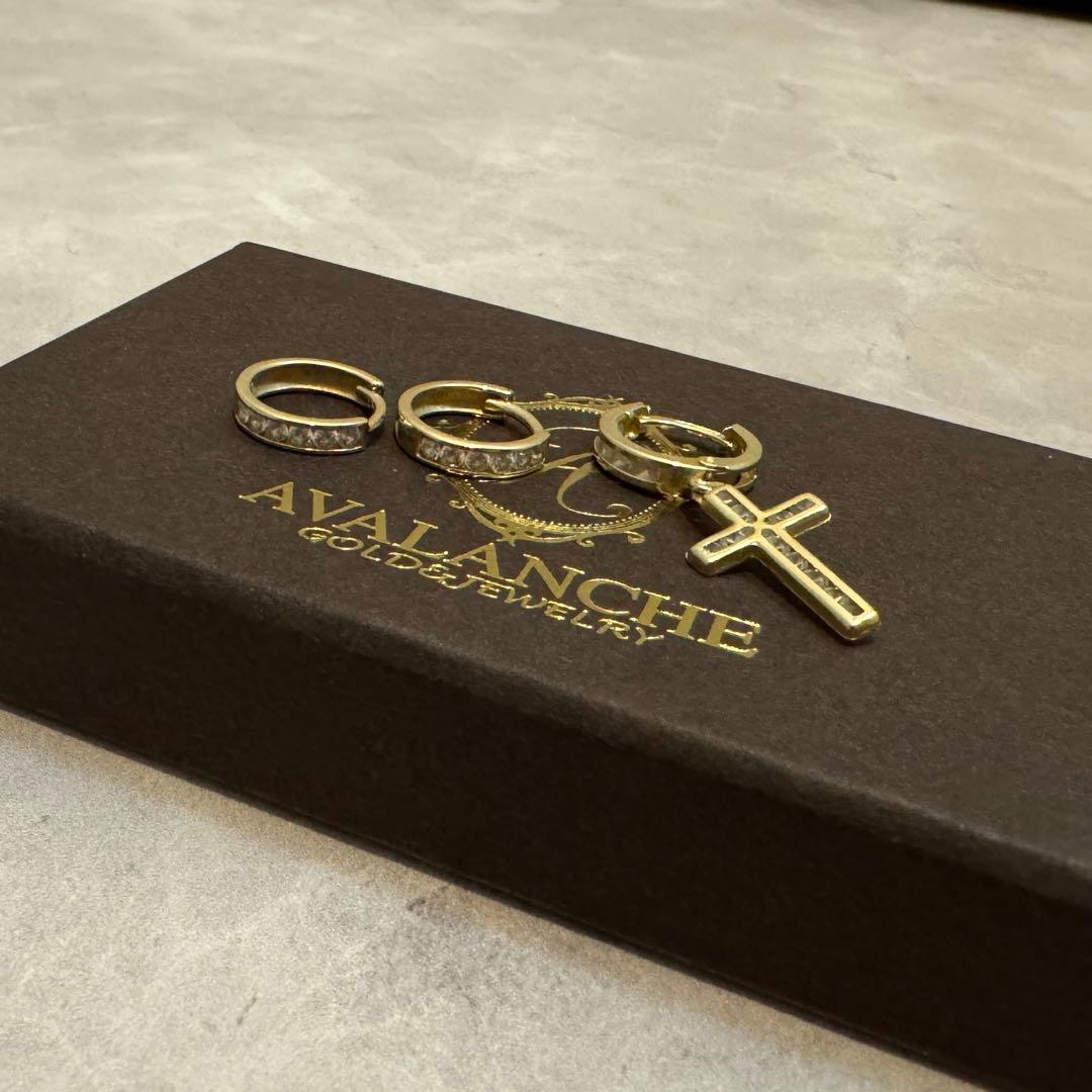 AVALANCHE 10K イエローゴールド ピアス 11mm 3点セット