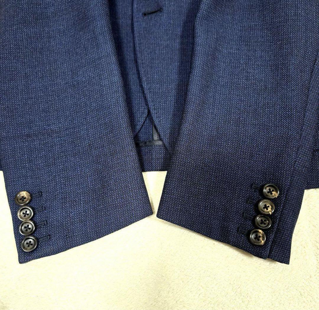 極美品 スーツセレクト セットアップ ビジネス SUPER110s ネイビー L