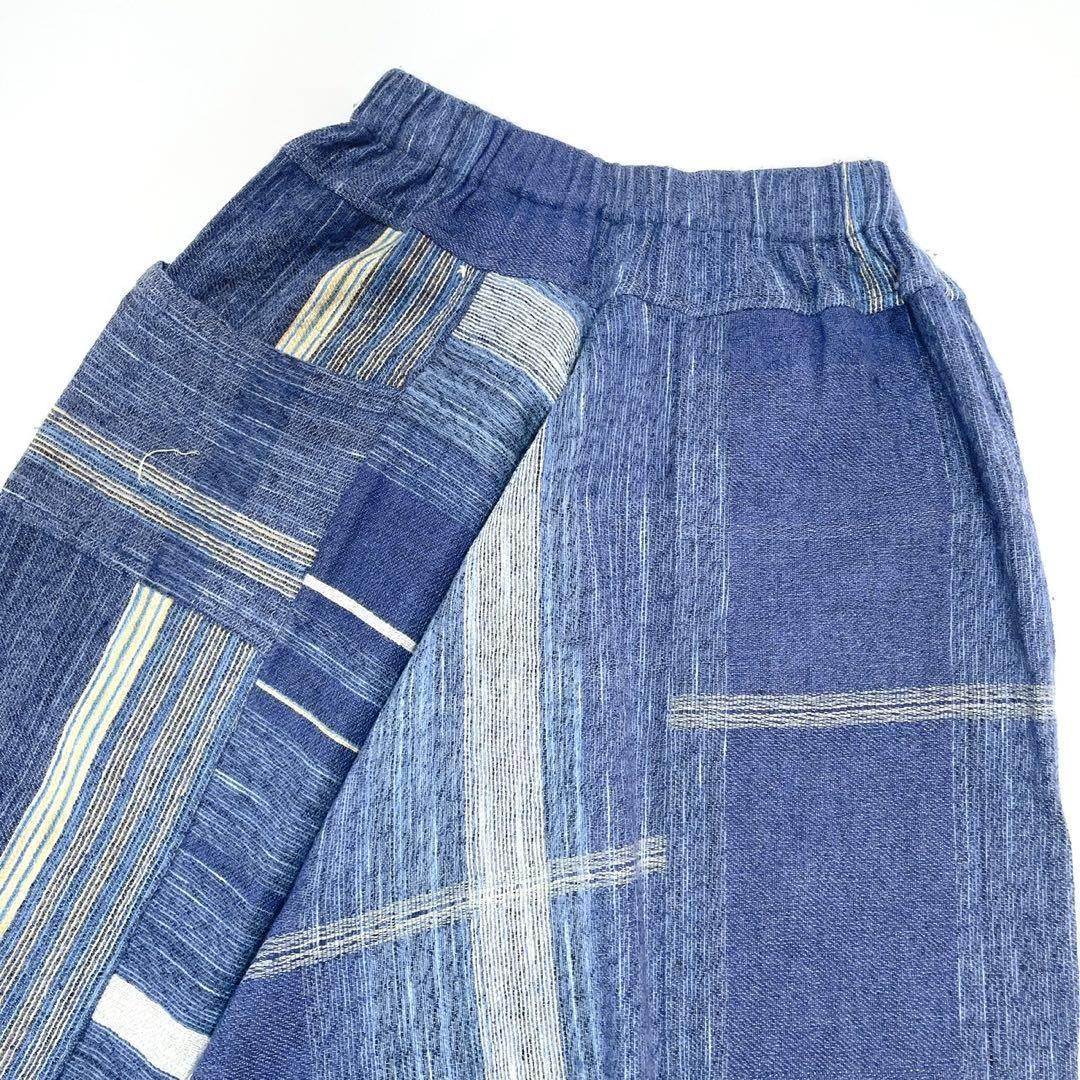 美品 タマキニイメ タルンパンツ サルエル 総柄 マルチカラー ブルー