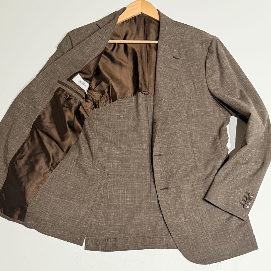 美品 近年 デペトリロ テーラードジャケット リネン ウール ナポリ 本切羽 L