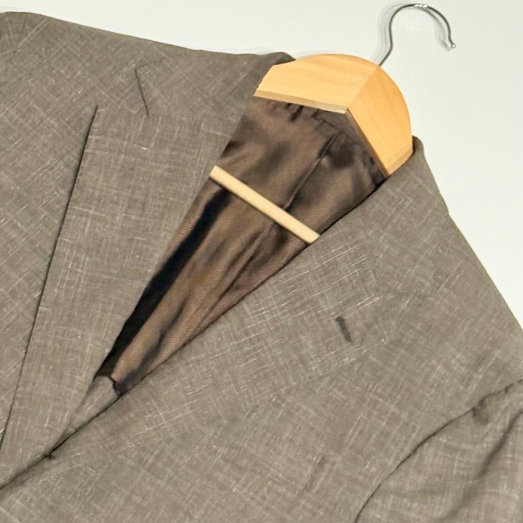 美品 近年 デペトリロ テーラードジャケット リネン ウール ナポリ 本切羽 L