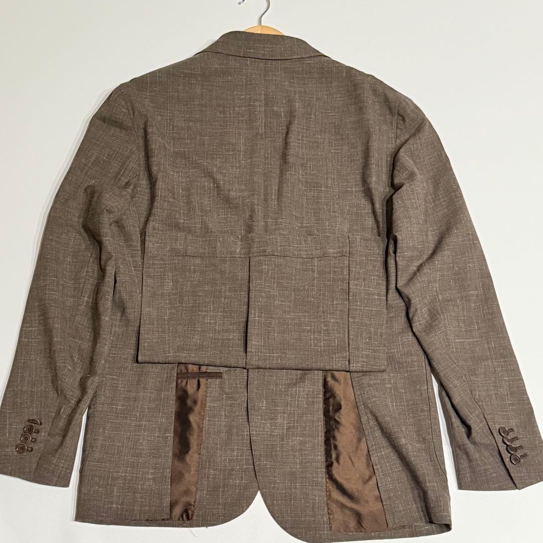 美品 近年 デペトリロ テーラードジャケット リネン ウール ナポリ 本切羽 L