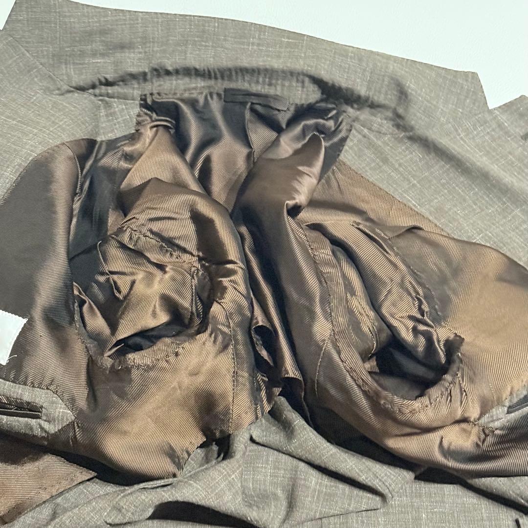 美品 近年 デペトリロ テーラードジャケット リネン ウール ナポリ 本切羽 L