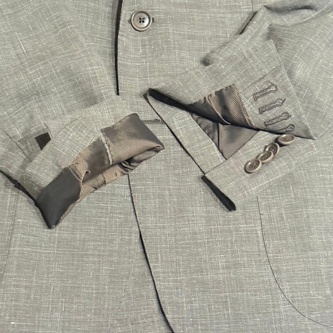 美品 近年 デペトリロ テーラードジャケット リネン ウール ナポリ 本切羽 L