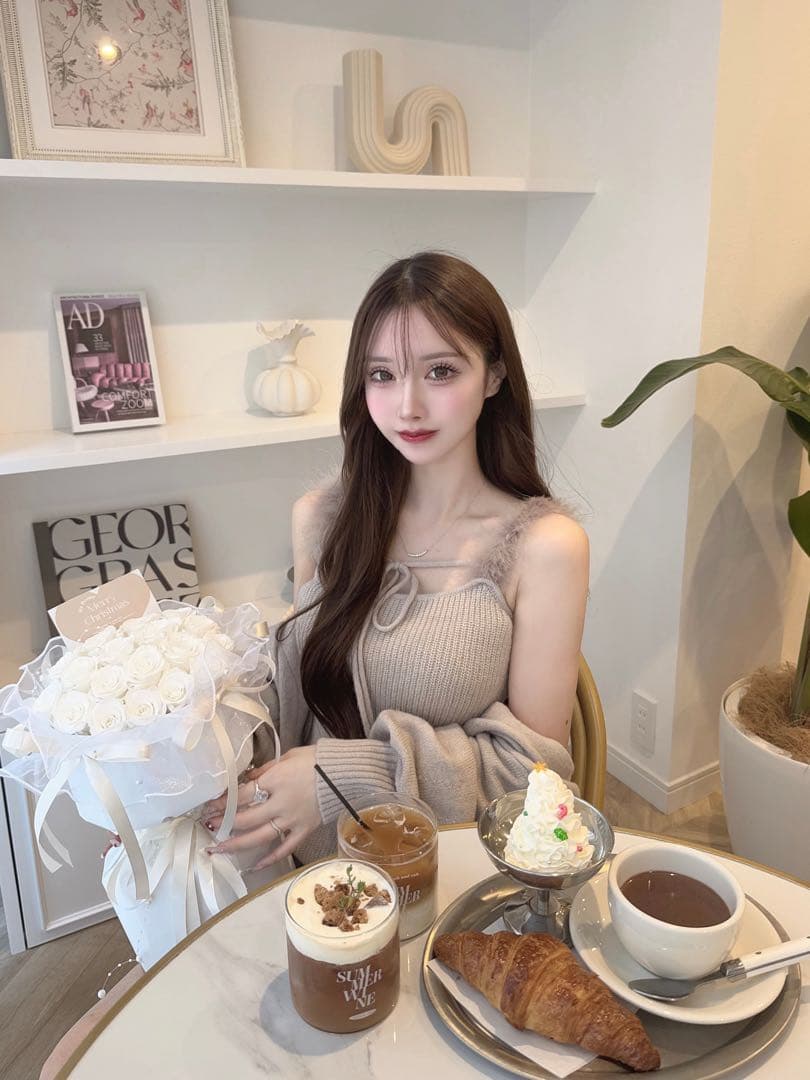 美品 ルミニョン lumignon ホビワンピ ニット ベージュ