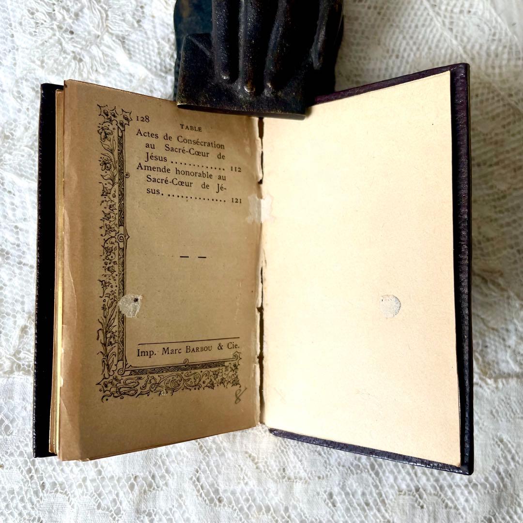 19世紀の小さな本　1892年　ミニブック　レザー金彩祈祷書フランスアンティーク