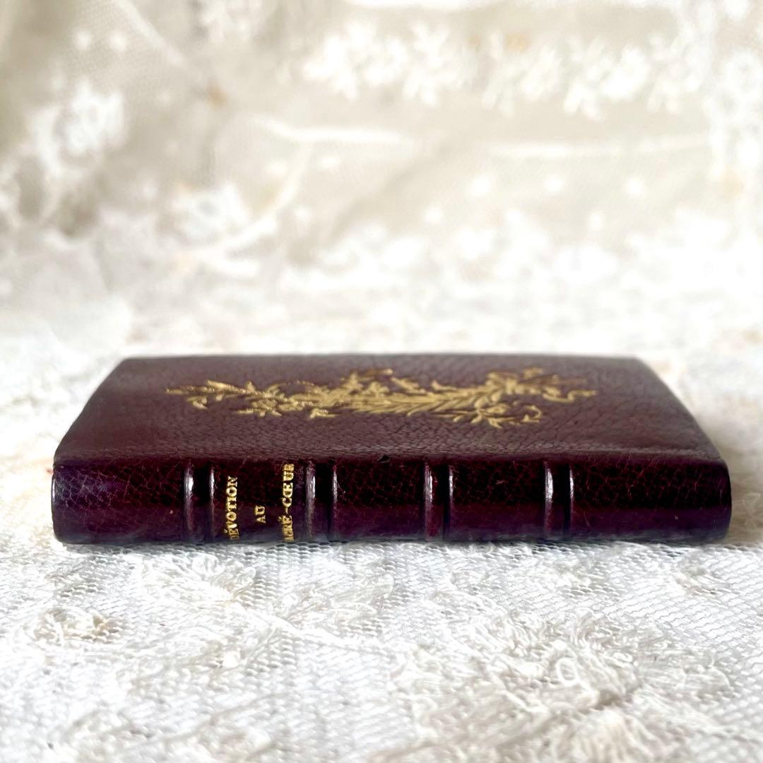 19世紀の小さな本　1892年　ミニブック　レザー金彩祈祷書フランスアンティーク