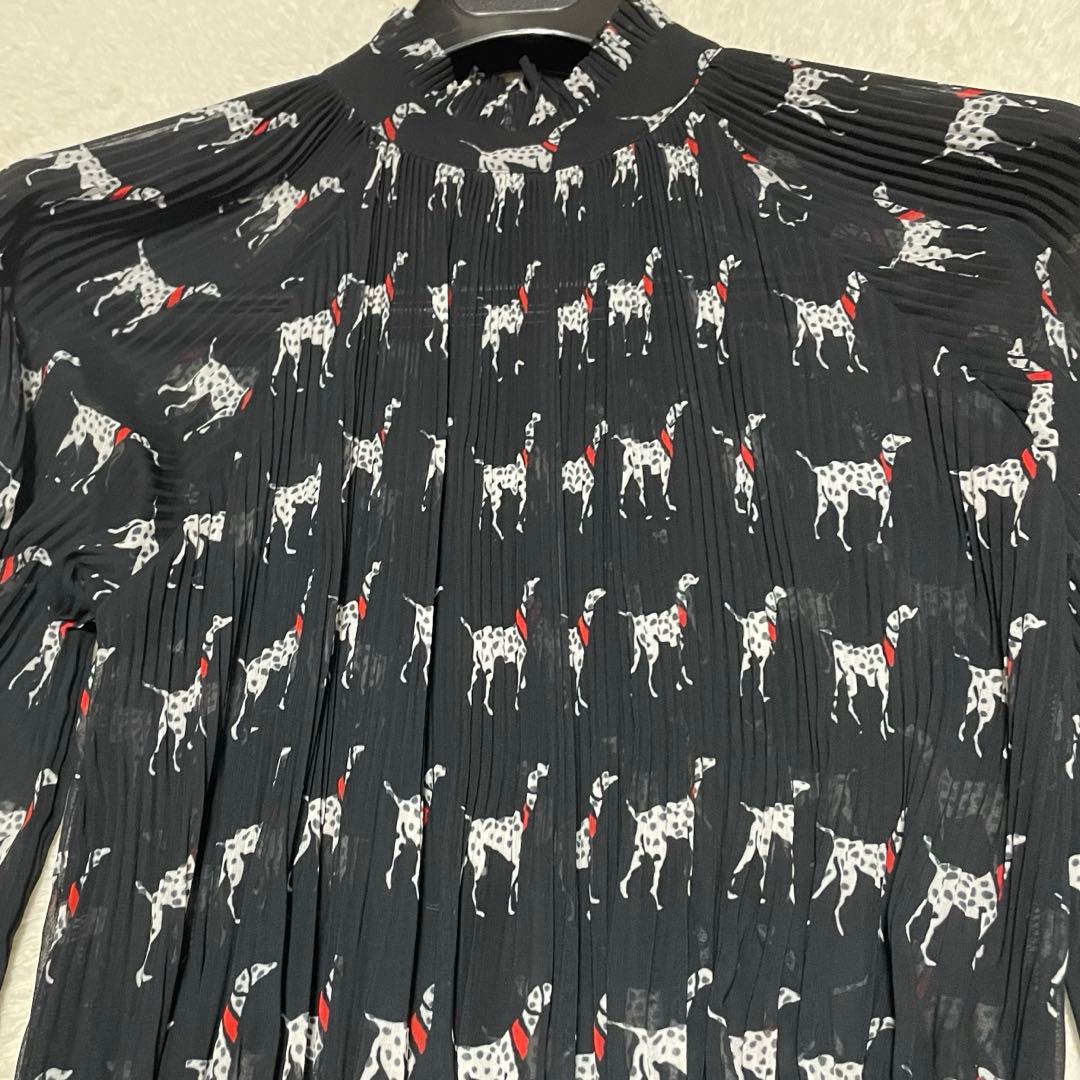 Sov. ソブ　ダルメシアン　ロング　プリーツ　ワンピース　ブラック　黒　36