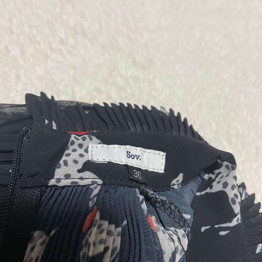 Sov. ソブ　ダルメシアン　ロング　プリーツ　ワンピース　ブラック　黒　36