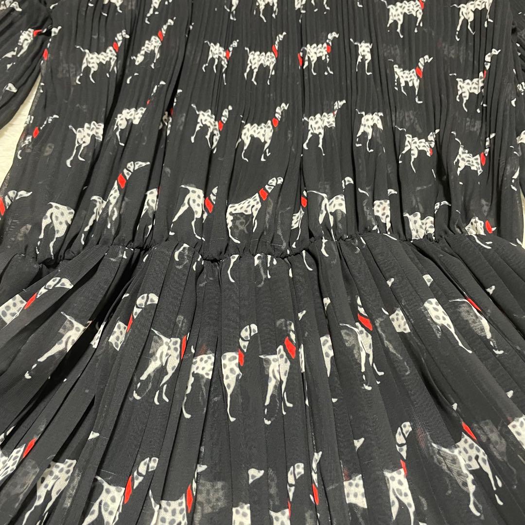 Sov. ソブ　ダルメシアン　ロング　プリーツ　ワンピース　ブラック　黒　36