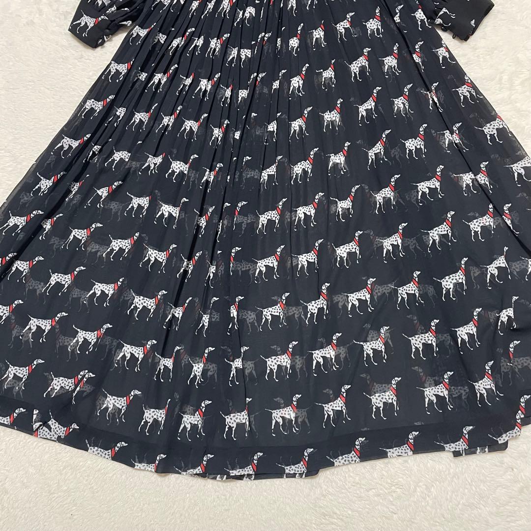 Sov. ソブ　ダルメシアン　ロング　プリーツ　ワンピース　ブラック　黒　36