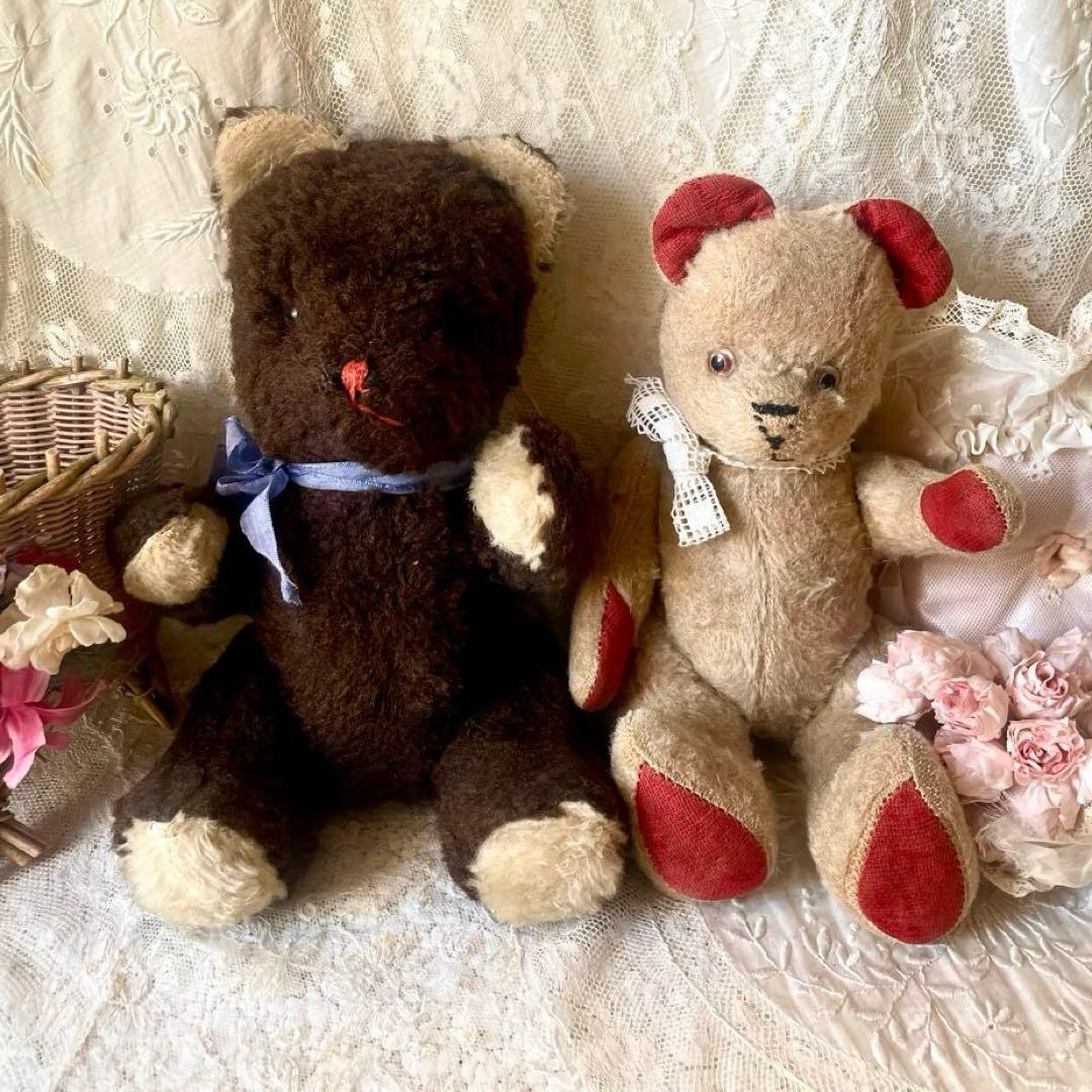 JPMベア2体セット26cm&30cmテディベア　ぬいぐるみフランスアンティーク