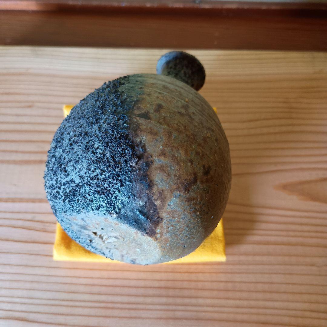 人間国宝 藤原雄 作 備前　徳利　共箱　共布　栞　窯変　青備前　最上位作